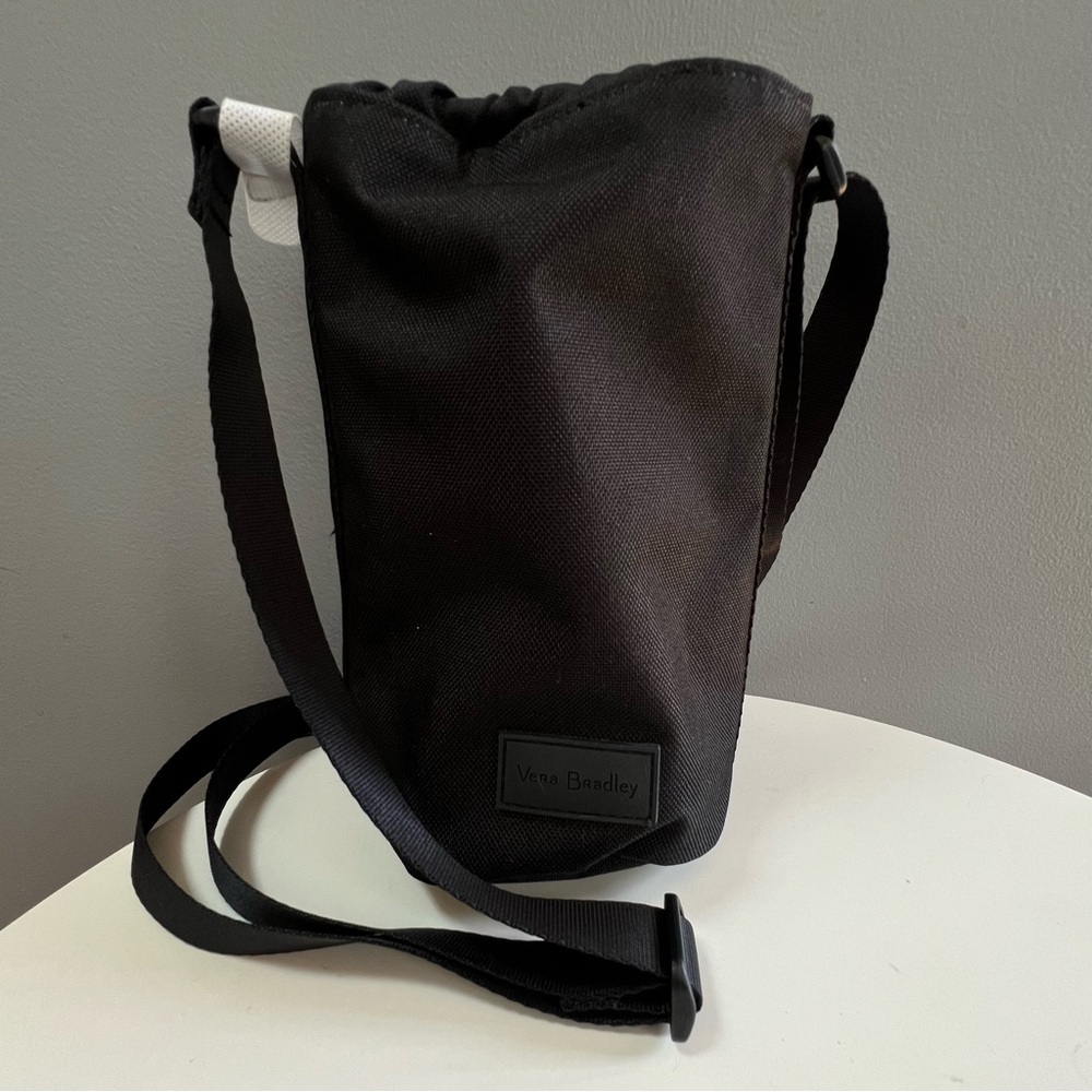 NWT Vera Bradley Lighten Up Water Bottle Holder Crossbody Black - Picture 2 of 3